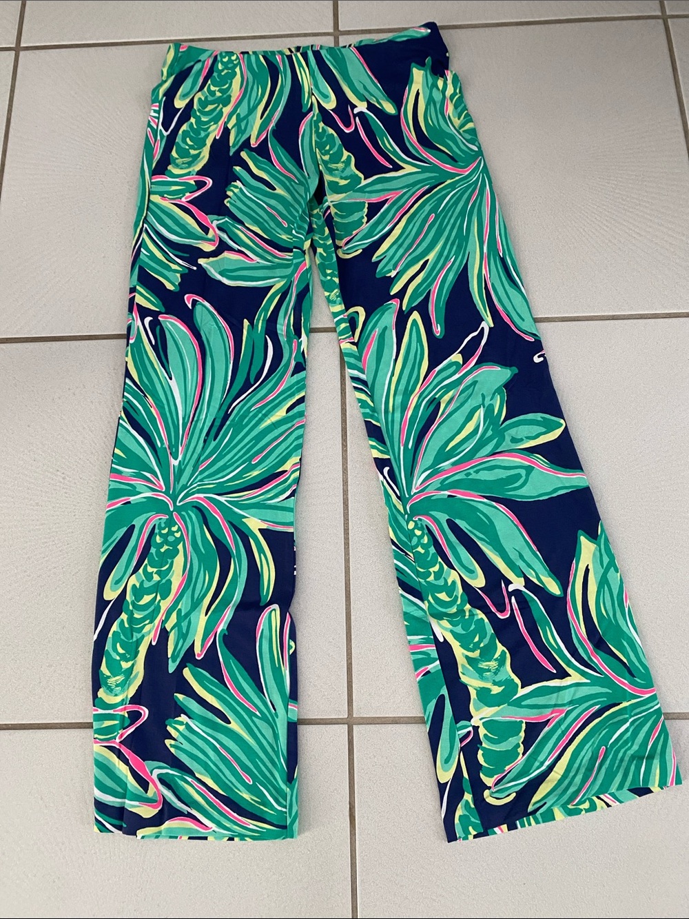 Lilly Pulitzer Georgia May Palazzo pants Bright Navy Tiger Palm Medium.